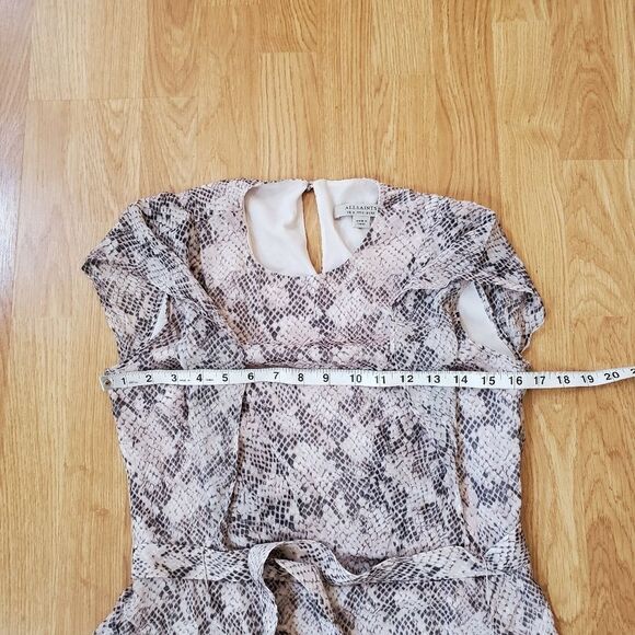 ✨ ALLSAINTS ✨ Evely Midgard Snakeskin Ruffle Mini Dress - [Size 0, Pink/Grey] - Picture 8 of 12